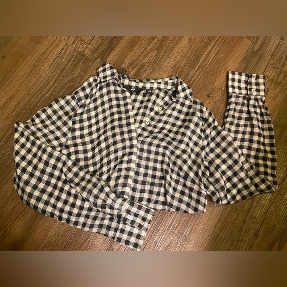 Black & white semi sheer flannel